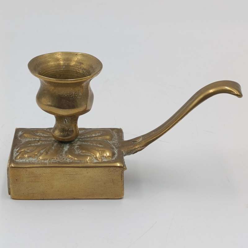 Vintage brass candle holder with matchbox