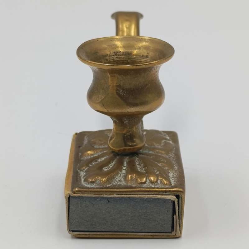 Vintage brass candle holder with matchbox