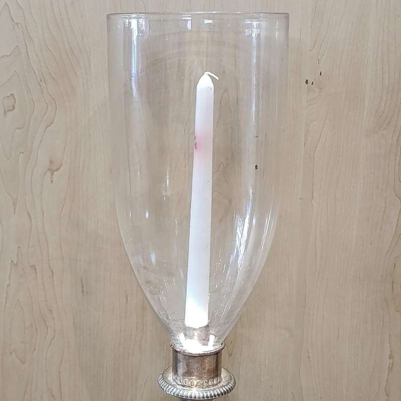 Vintage silverplated candlestick with glass shade - very unique piece - collection only