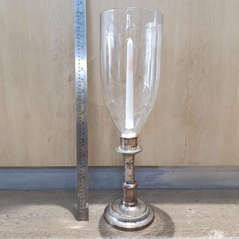 Vintage silverplated candlestick with glass shade - very unique piece - collection only