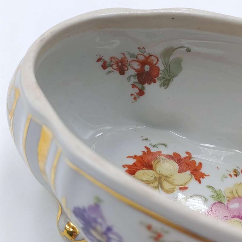 Antique German Ritzenhoff and Becker porcelain trinket bowl with figurines