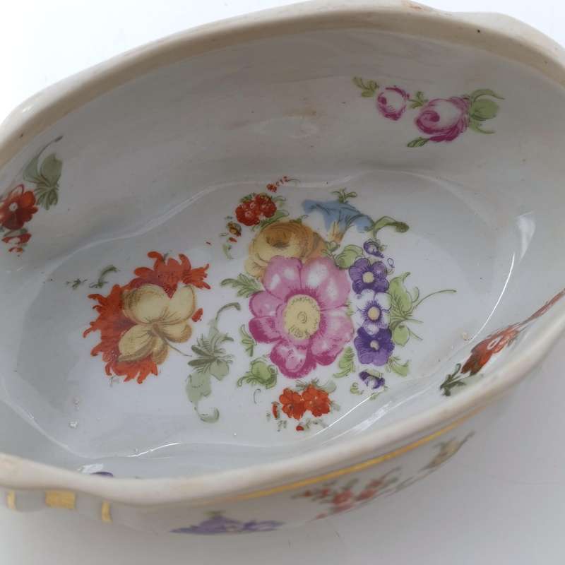 Antique German Ritzenhoff and Becker porcelain trinket bowl with figurines