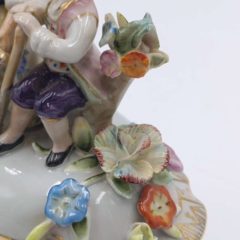 Antique German Ritzenhoff and Becker porcelain trinket bowl with figurines
