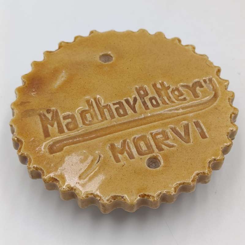Vintage Indian Madhav Pottery stoneware screw lid jar