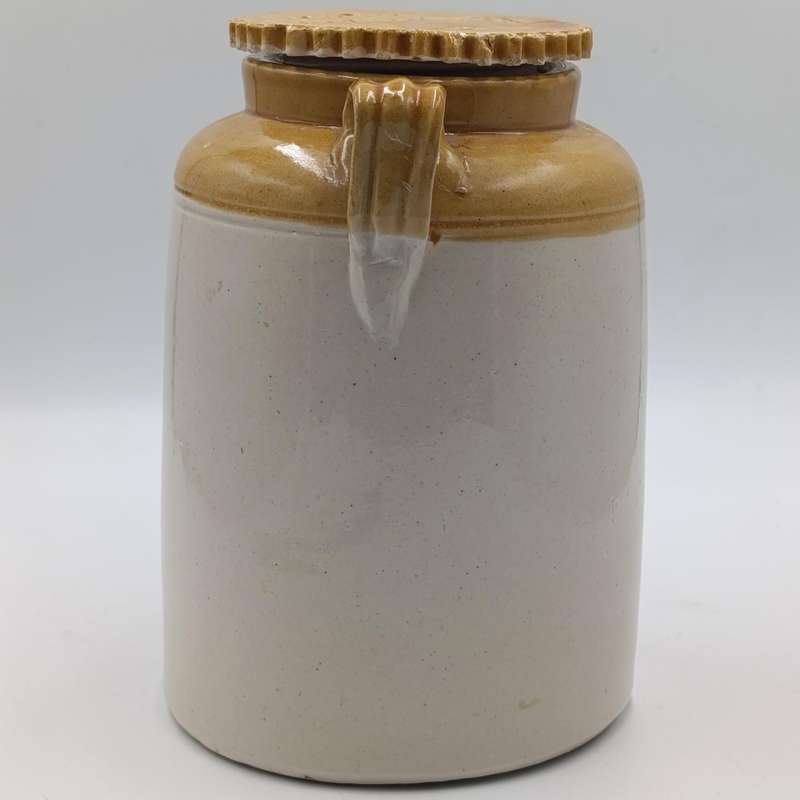Vintage Indian Madhav Pottery stoneware screw lid jar