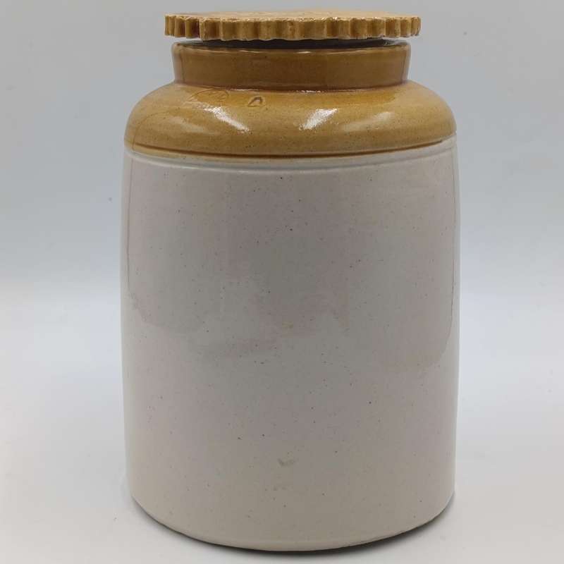 Vintage Indian Madhav Pottery stoneware screw lid jar