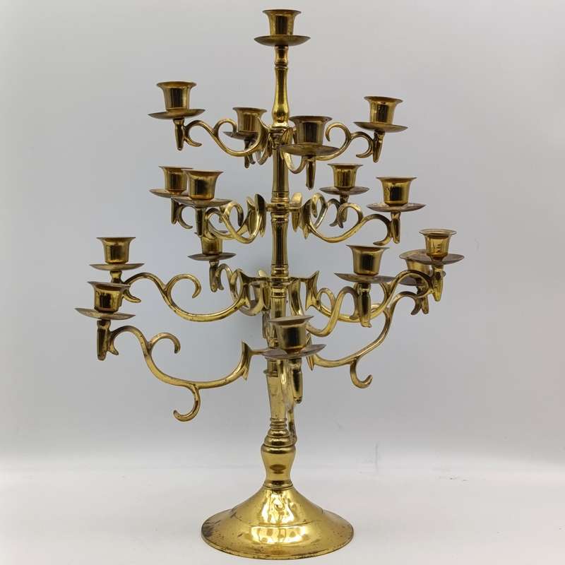 Vintage brass 17 arm candelabra - Height 46cm