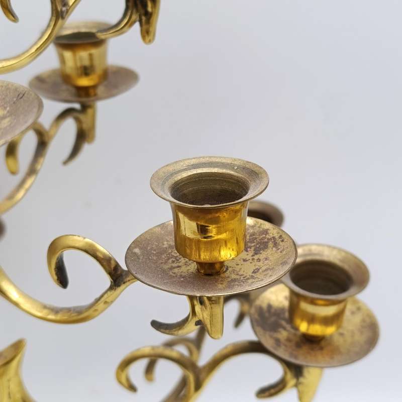 Vintage brass 17 arm candelabra - Height 46cm