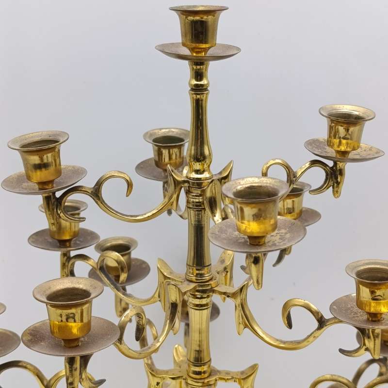 Vintage brass 17 arm candelabra - Height 46cm
