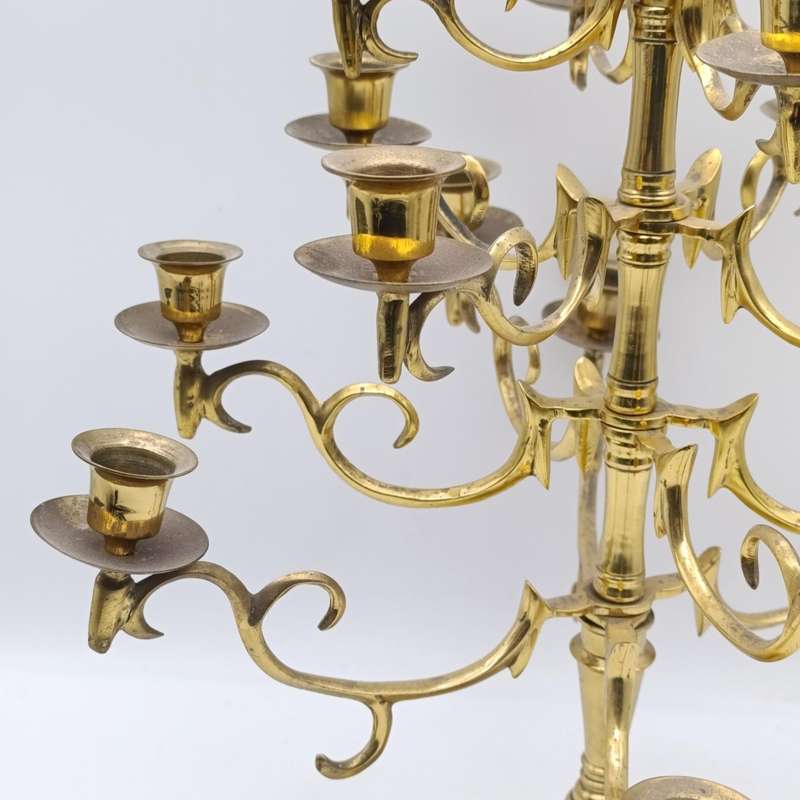 Vintage brass 17 arm candelabra - Height 46cm