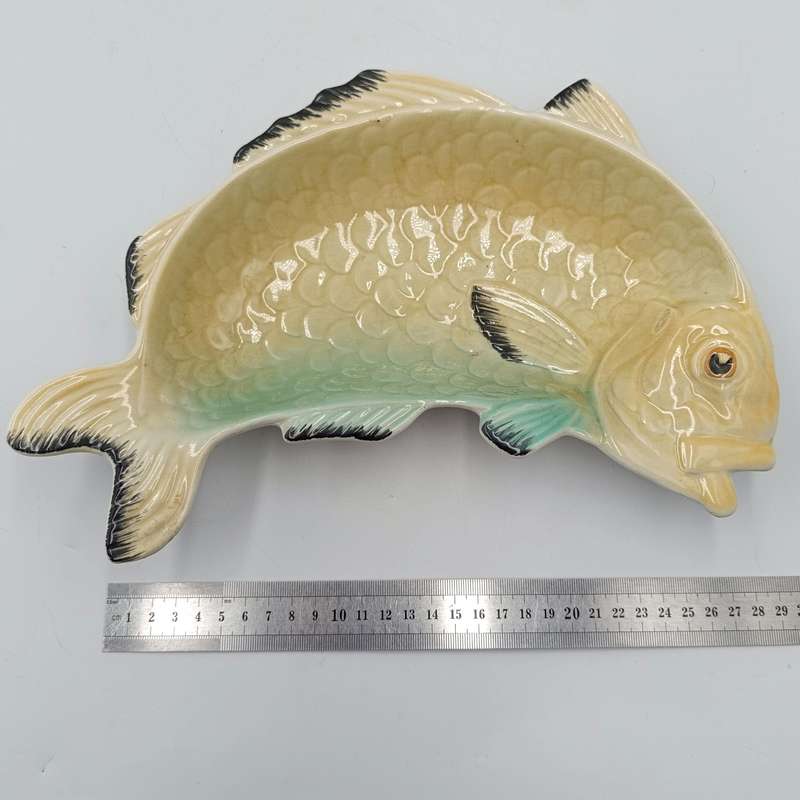 Vintage Shorter and Son porcelain fish plate with spoon