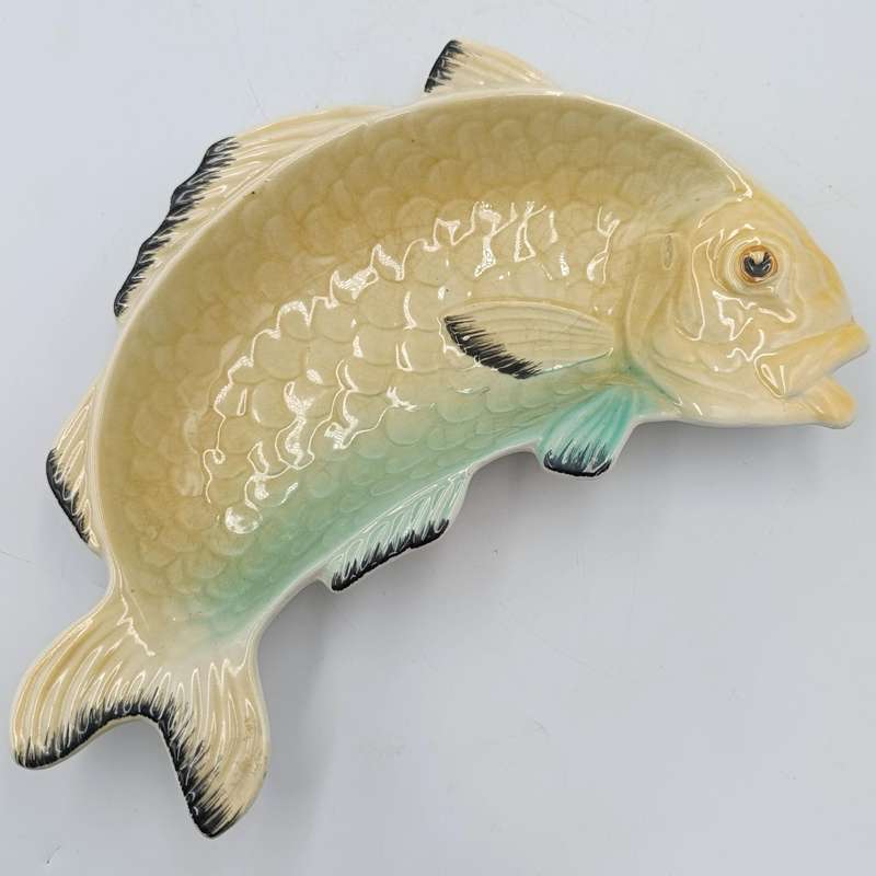 Vintage Shorter and Son porcelain fish plate with spoon