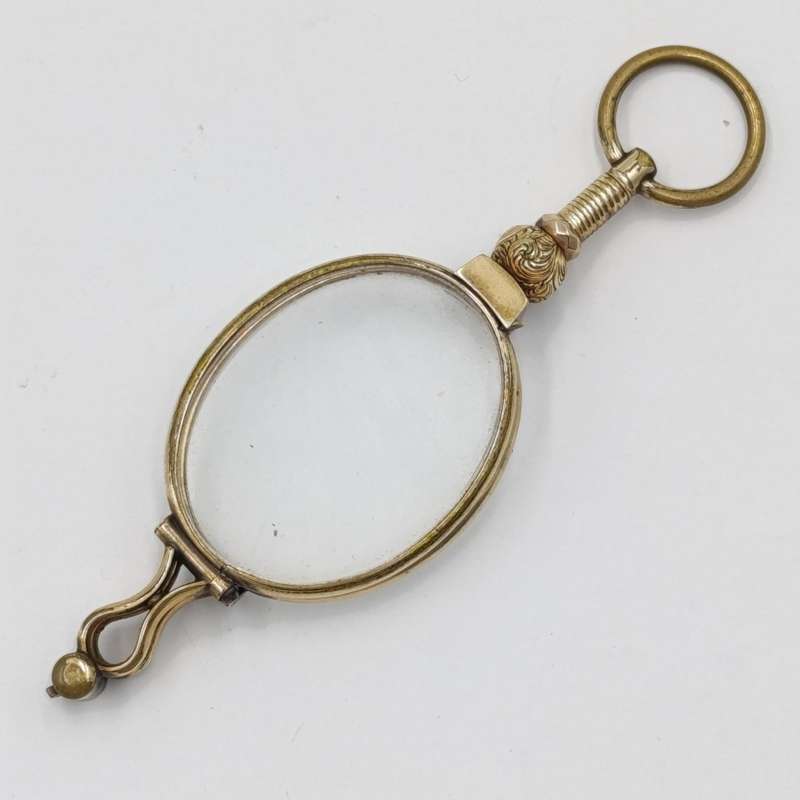Antique goldplated lorgnette folding glasses in pouch