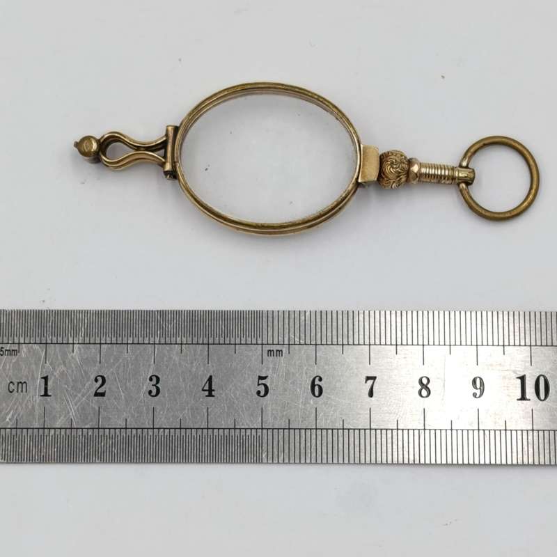 Antique goldplated lorgnette folding glasses in pouch