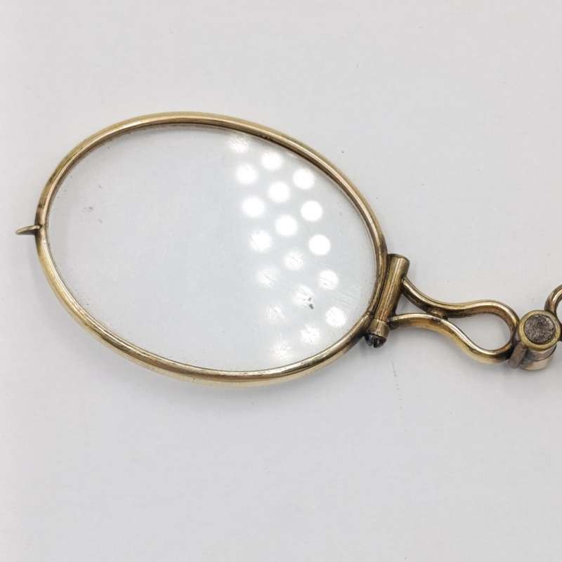 Antique goldplated lorgnette folding glasses in pouch