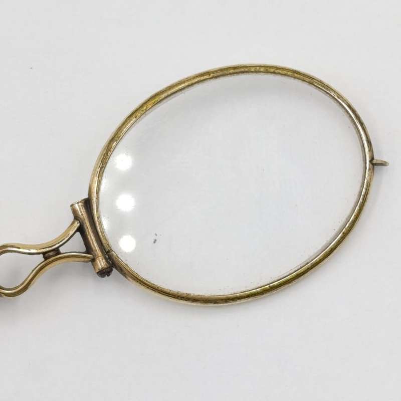 Antique goldplated lorgnette folding glasses in pouch