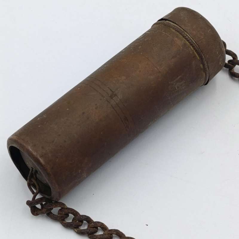 Antique brass tinder box (tonteldoos) with striker