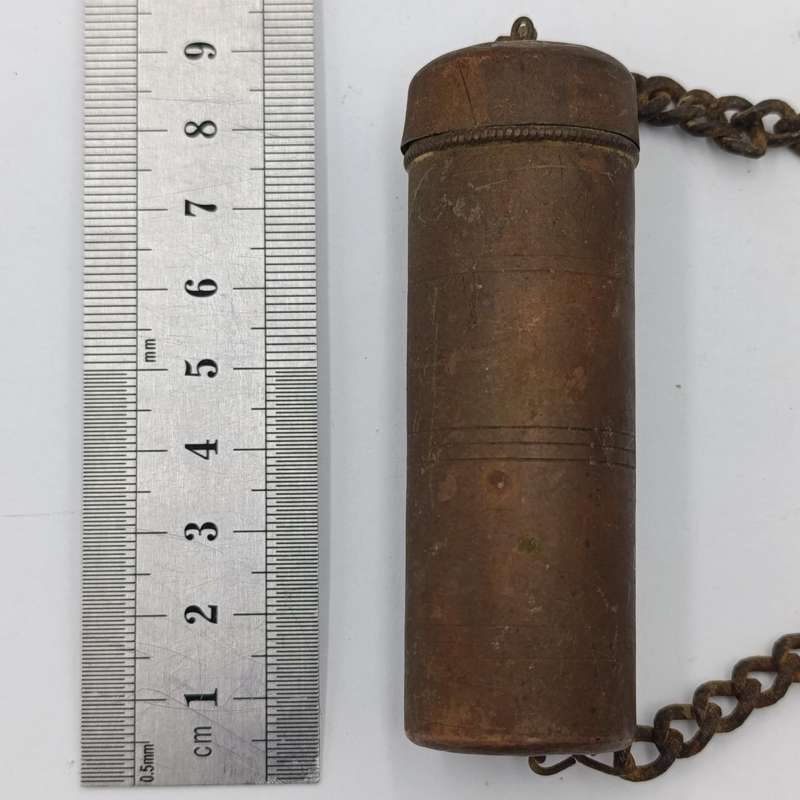 Antique brass tinder box (tonteldoos) with striker