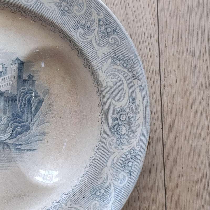 Antique  TI and J Emberton Rhine porcelain meat platter with drip tray - Circa 1870