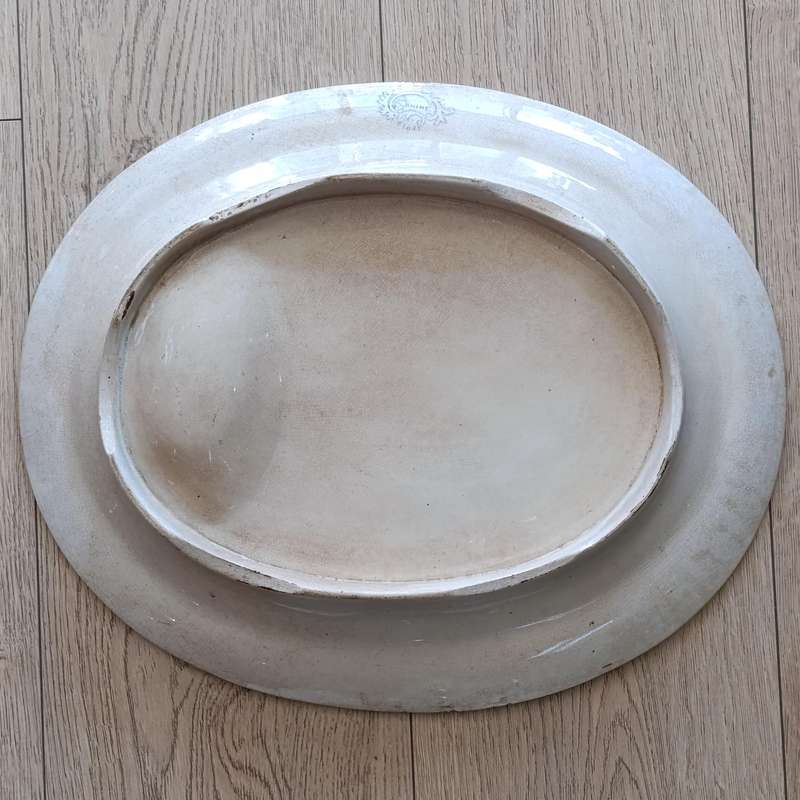 Antique  TI and J Emberton Rhine porcelain meat platter with drip tray - Circa 1870