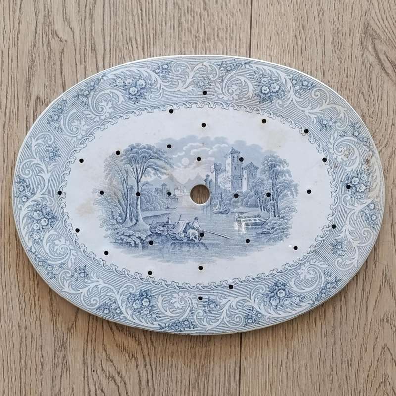 Antique  TI and J Emberton Rhine porcelain meat platter with drip tray - Circa 1870