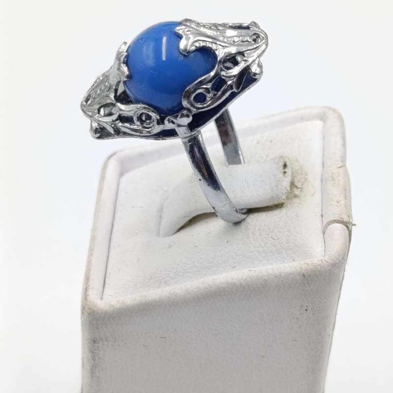 1926 CZECH arte deco bracelet and ring with blue stones - extra link