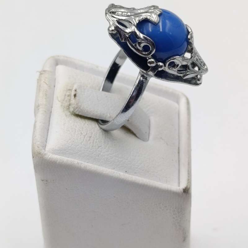 1926 CZECH arte deco bracelet and ring with blue stones - extra link