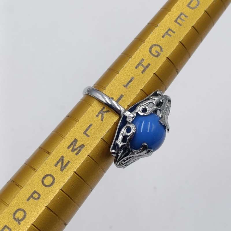 1926 CZECH arte deco bracelet and ring with blue stones - extra link