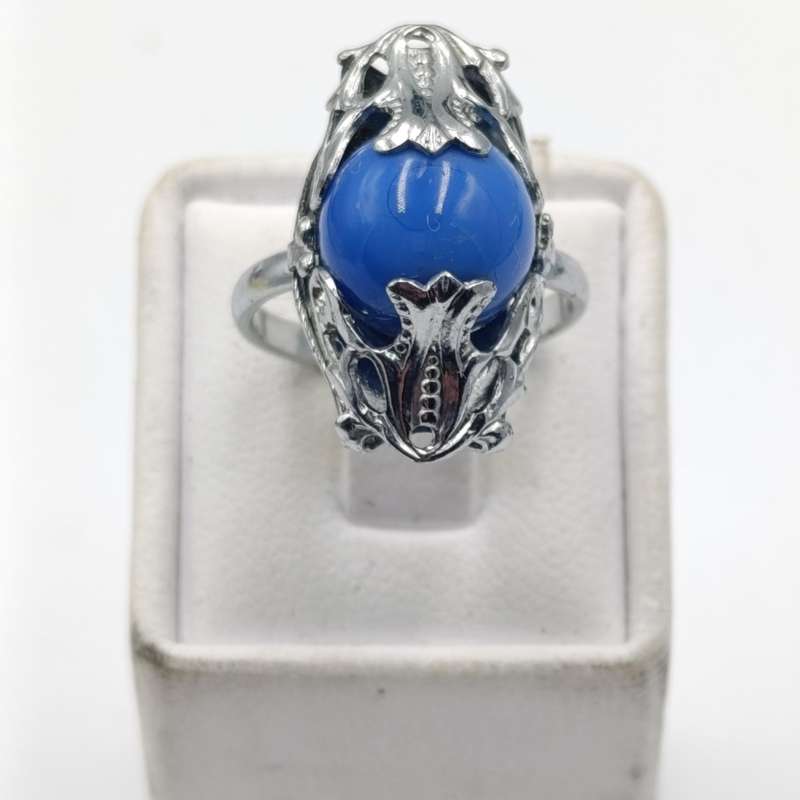 1926 CZECH arte deco bracelet and ring with blue stones - extra link