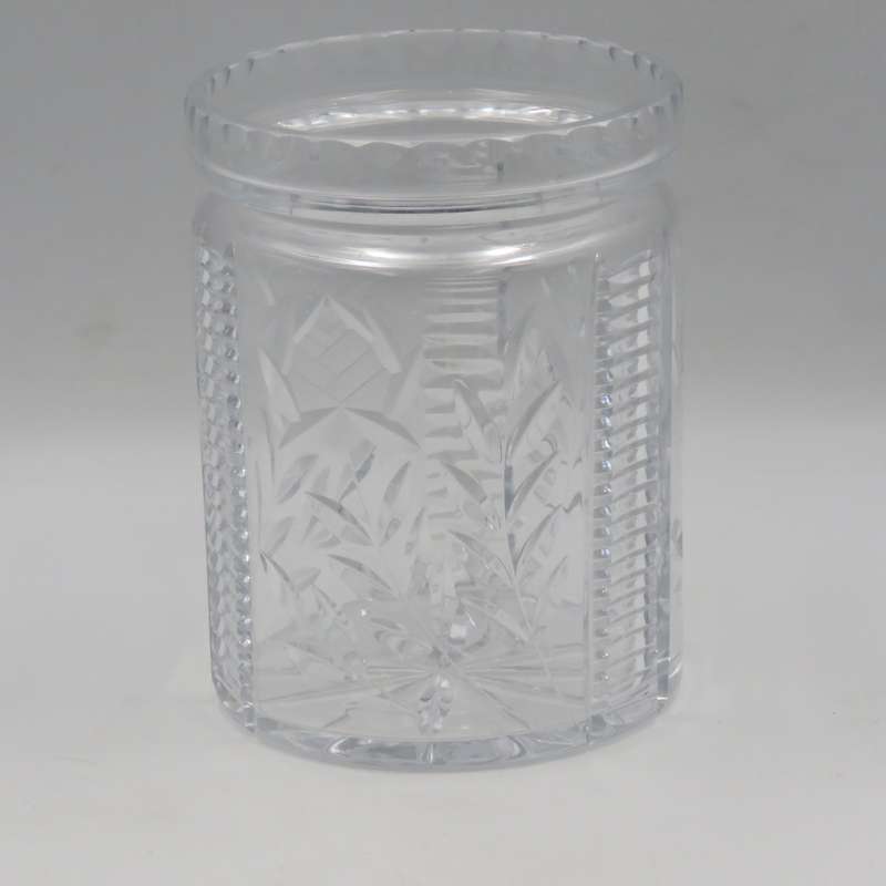 Beautiful vintage cut crystal cookie jar with lid