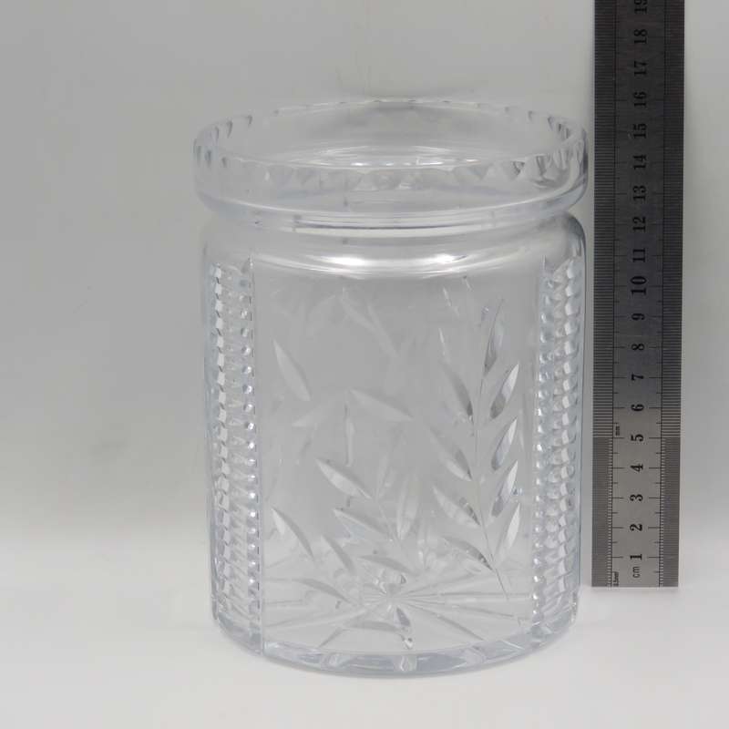 Beautiful vintage cut crystal cookie jar with lid