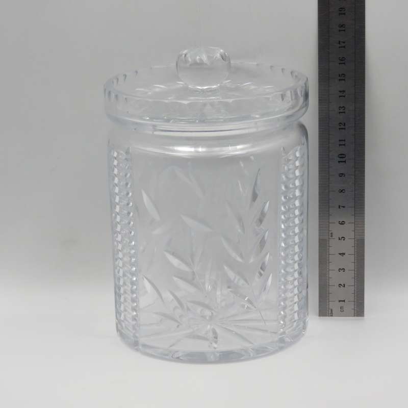 Beautiful vintage cut crystal cookie jar with lid