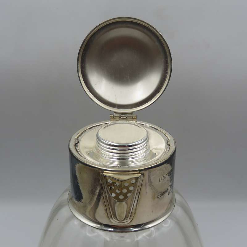 Vintage glass pitcher with silverplated top presented to SADF Chief of Staff Lieutenant - General J.