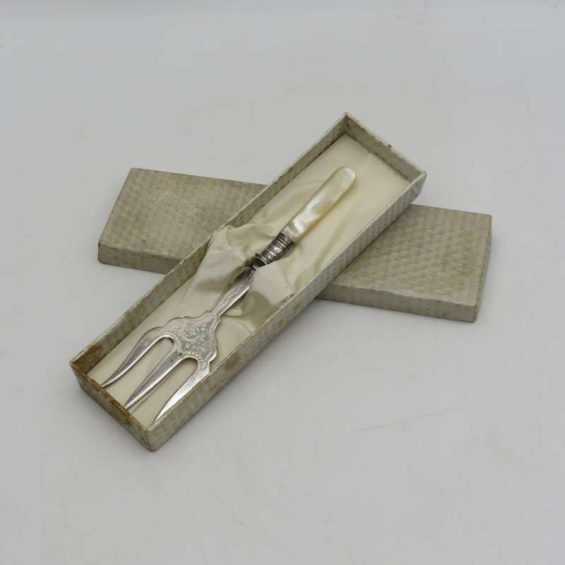 Vintage Silver-plated Cold meats serving fork - In original box