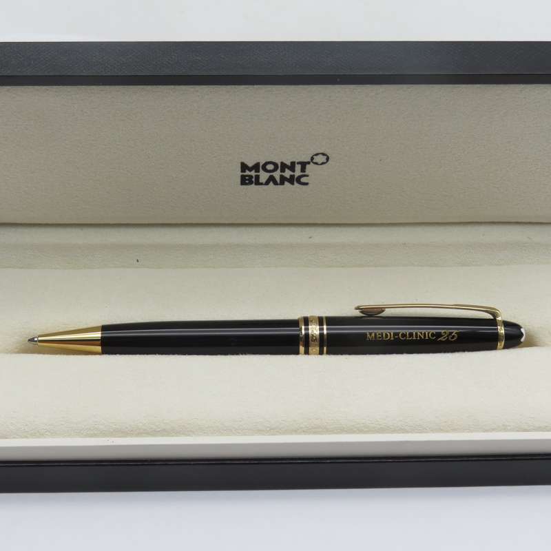 Mont Blanc Meisterstuck roller ball pen with Medi-Clinic 25 engraving in box with booklet