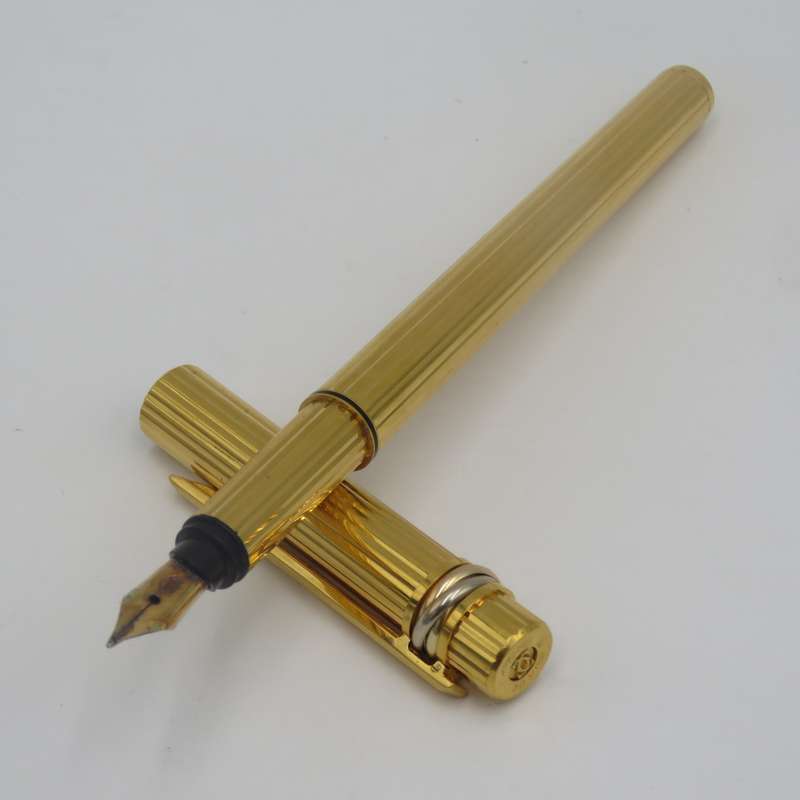 Original Cartier Gold Plated fountain pen with 18kt gold nib - Excellent condition - Serial A58267