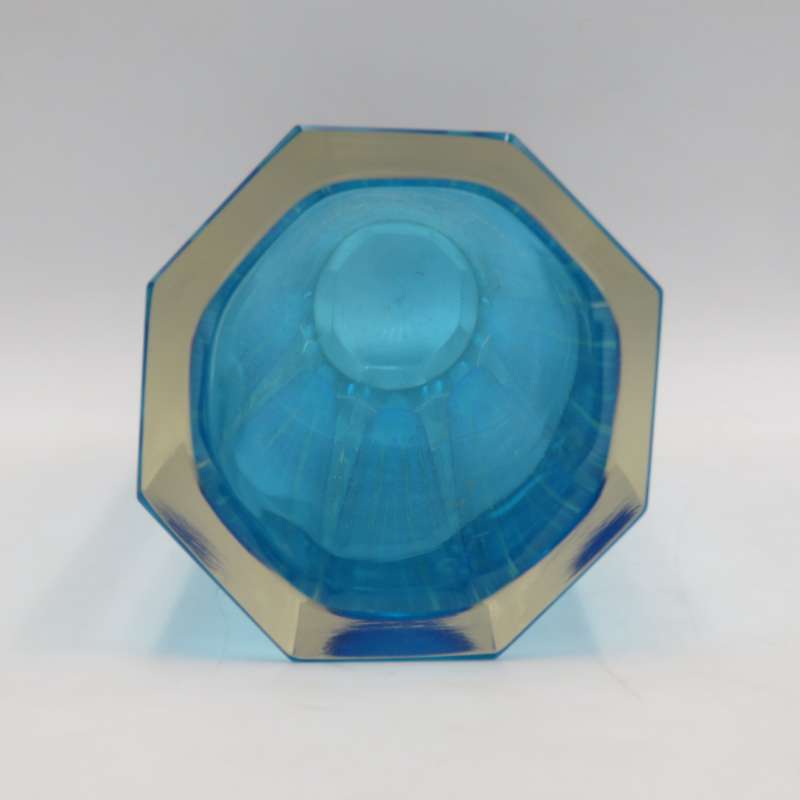 Vintage Hexagonal Murano glass blue vase