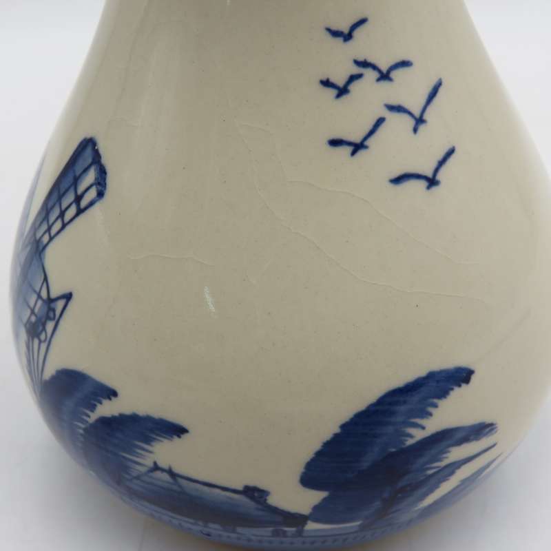 Vintage hand painted Delft flower vase