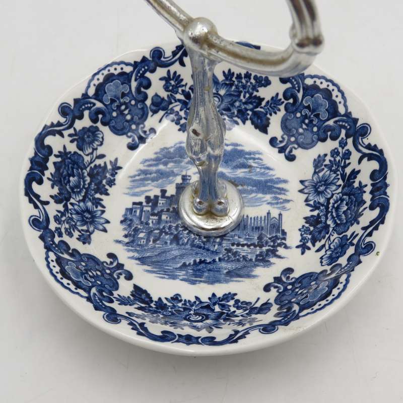 Royal Homes of Britain porcelain sweets dish with handle by Enoch Wedgwood (Tunstall)