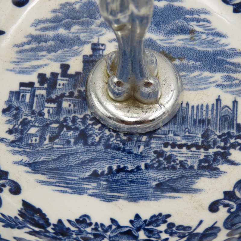 Royal Homes of Britain porcelain sweets dish with handle by Enoch Wedgwood (Tunstall)