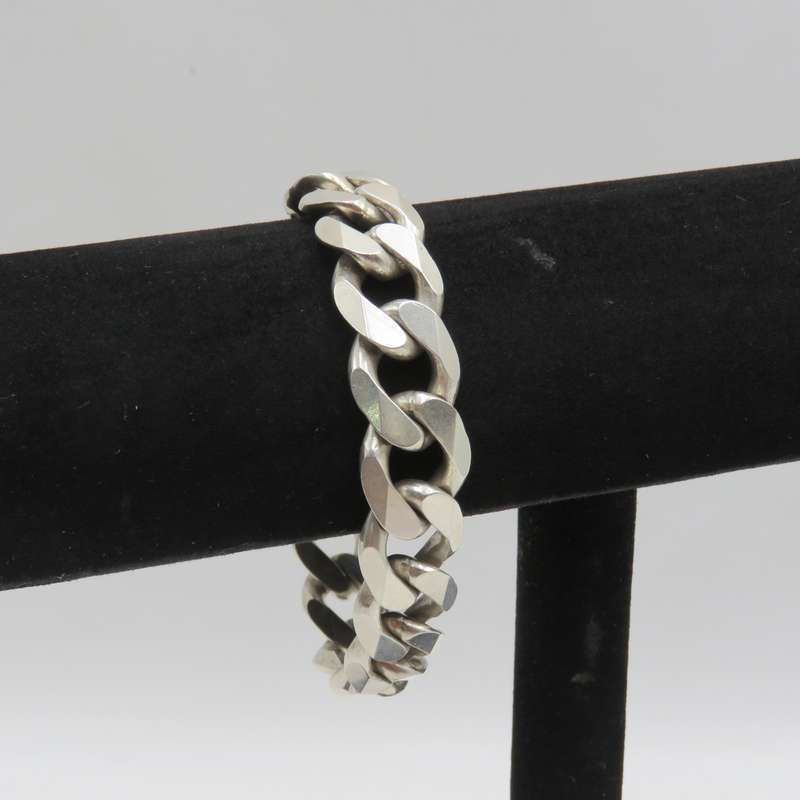 Thick Sterling silver curb link bracelet - weighs 58,6 grams