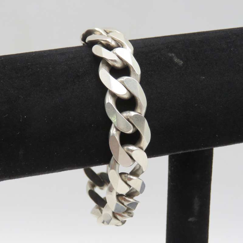 Thick Sterling silver curb link bracelet - weighs 58,6 grams