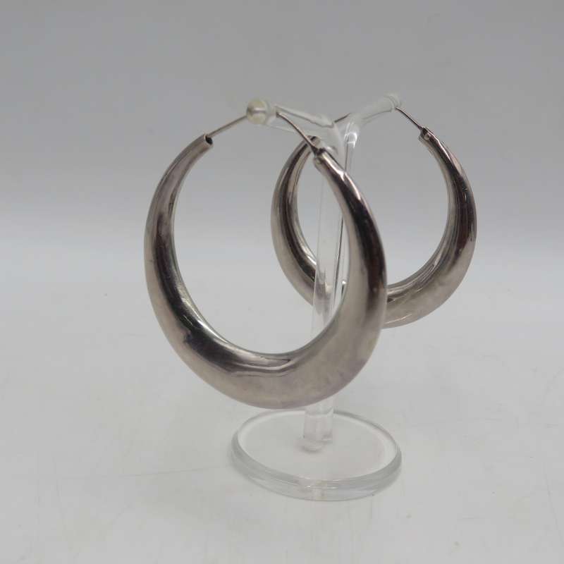 Pair of Large sterling silver hoop earrings - weighs 11,8 grams