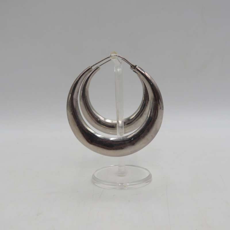 Pair of Large sterling silver hoop earrings - weighs 11,8 grams