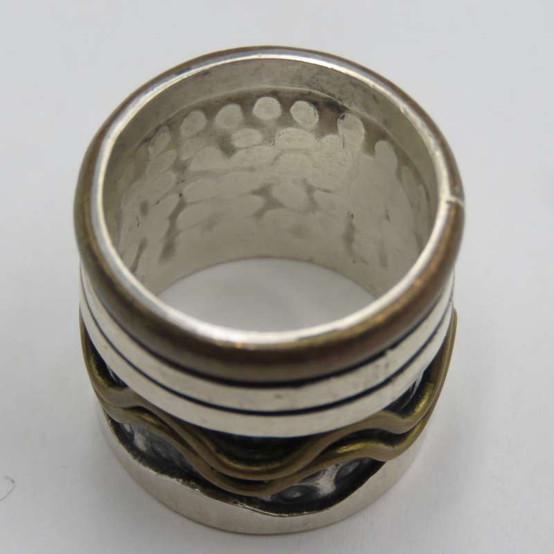Sterling silver rustic spinner ring - weighs 18.7g
