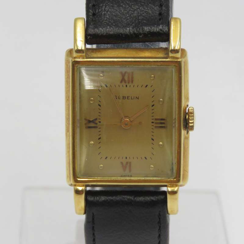 Vintage 18kt Gold Gubelin manual wind watch - working