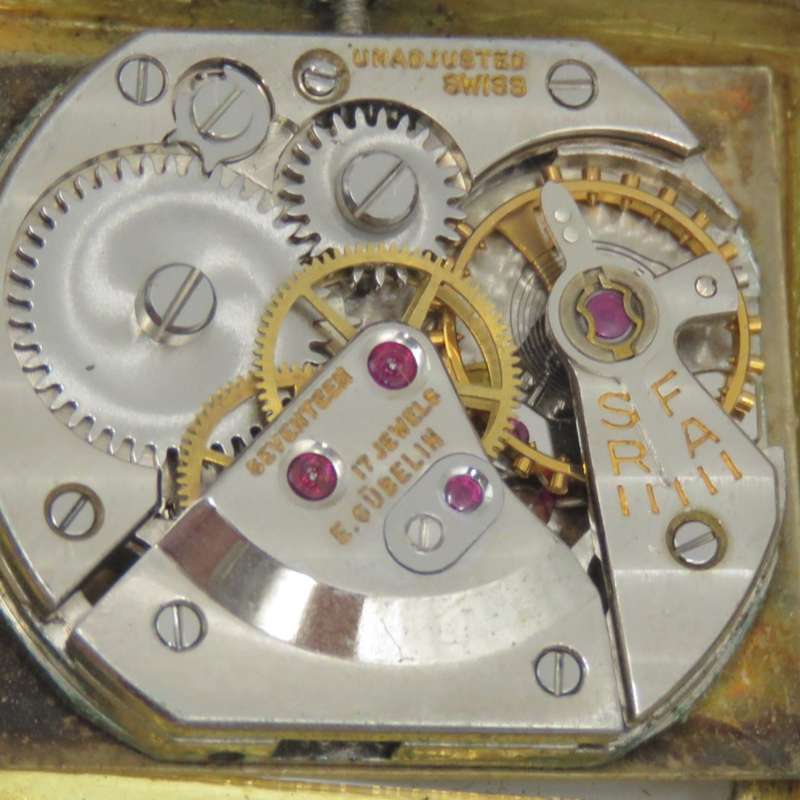 Vintage 18kt Gold Gubelin manual wind watch - working