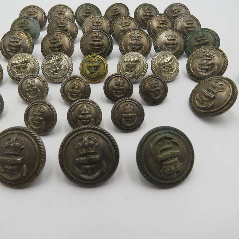 Lot of 38 Royal Navy uniform buttons