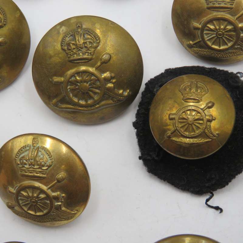 Large lot of Royal Field artillery uniform buttons