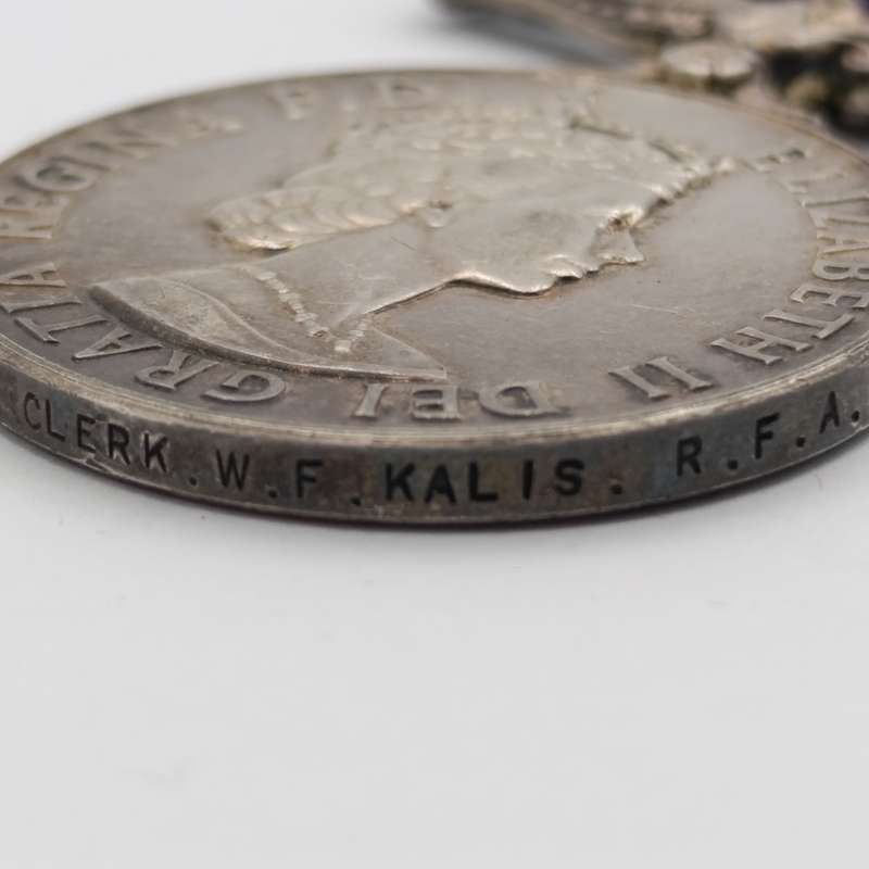Set of WW2 medals and Borneo General Service medal issued to Senior Ships Clerk W.F Kalis, R.F.A